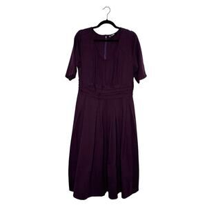 Eshakti Pleated Midi Dress Women's Half Sleeve Purple Size Large?